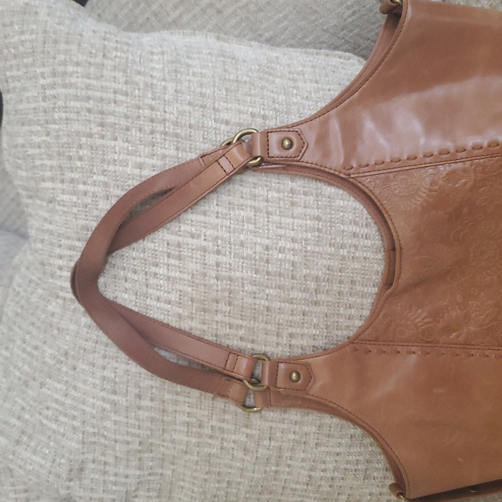 The Sak Brown Embossed Leather Bo Ho Bag Tote - Picture 6 of 6